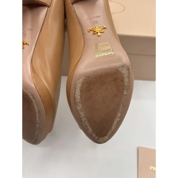 Prada Tan Peep-Toe Heels - Picture 8 of 11